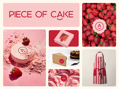 Piece of cake branding bold colors brand identity branding fun graphic design logo logo design mockups pink red visual identity