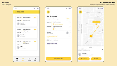 Car Pooling Mobile App android app design branding car pool car pool app figma figma design inspiration ios logo mobile app portfolio app prototype the yellow taxi ui ui design yellow