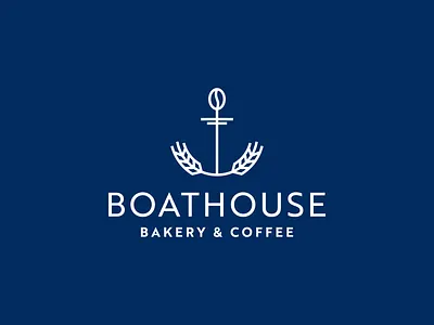 Boathouse Bakery & Coffee anchor bakery bean boathouse brand branding coffee grain identity logo water wave wheat