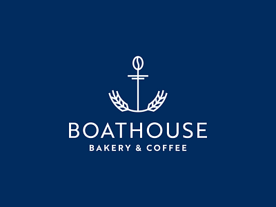 Boathouse Bakery & Coffee anchor bakery bean boathouse brand branding coffee grain identity logo water wave wheat