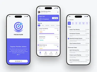 FocusFlow - Task Management Mobile App mobileui task management to do to do list app to do list ui ui uiux ux web design