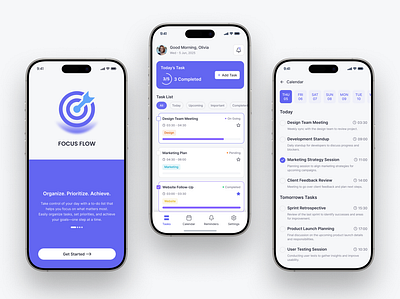 FocusFlow - Task Management Mobile App mobileui task management to do to do list app to do list ui ui uiux ux web design