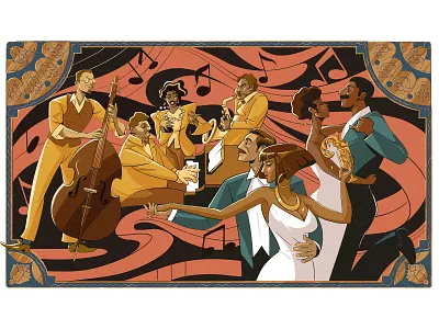 The Glamour of the Jazz Age 20s adobe brush character characterdesign digitalart digitaldrawing golden illustration jazz music muti noise packageillustration packaging photoshop wacomgallery