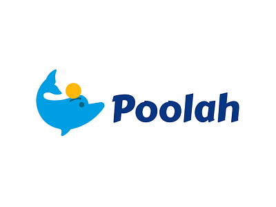 poolah bank branding cute dolphin fintech groupe logo money people sea