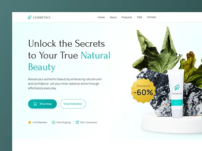 Cosmetics Online Store - Embrace Your Natural Glow beauty branding clean design cosmetic e commerce modern design natural beauty natural cosmetics skincare ui ui design ux ux ui website