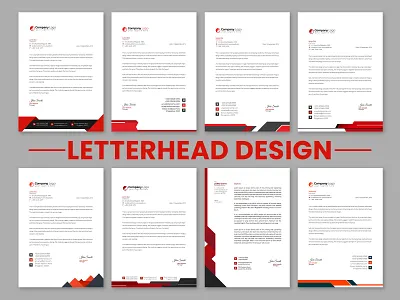 Red Letterhead Template Design branding business creative graphic design letterhead letterhead design print red letterhead template