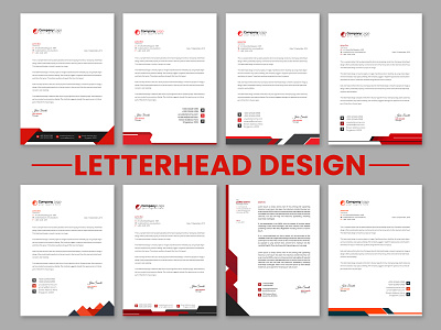 Red Letterhead Template Design branding business creative graphic design letterhead letterhead design print red letterhead template