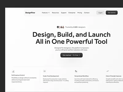 Development Software Tool Web Design builder clean design code developer development freelancers front end grey hero section landing page professionals saas software tools web web design webdesign website websites white