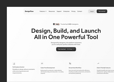 Development Software Tool Web Design builder clean design code developer development freelancers front end grey hero section landing page professionals saas software tools web web design webdesign website websites white