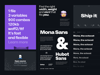Mona Sans page bits big type brand font leayout mona sections typeface ui web design