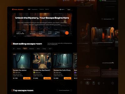 🕵🏻‍♀️Escape Room Landing Page clue dark escaperoom landingpage mystery ui ux
