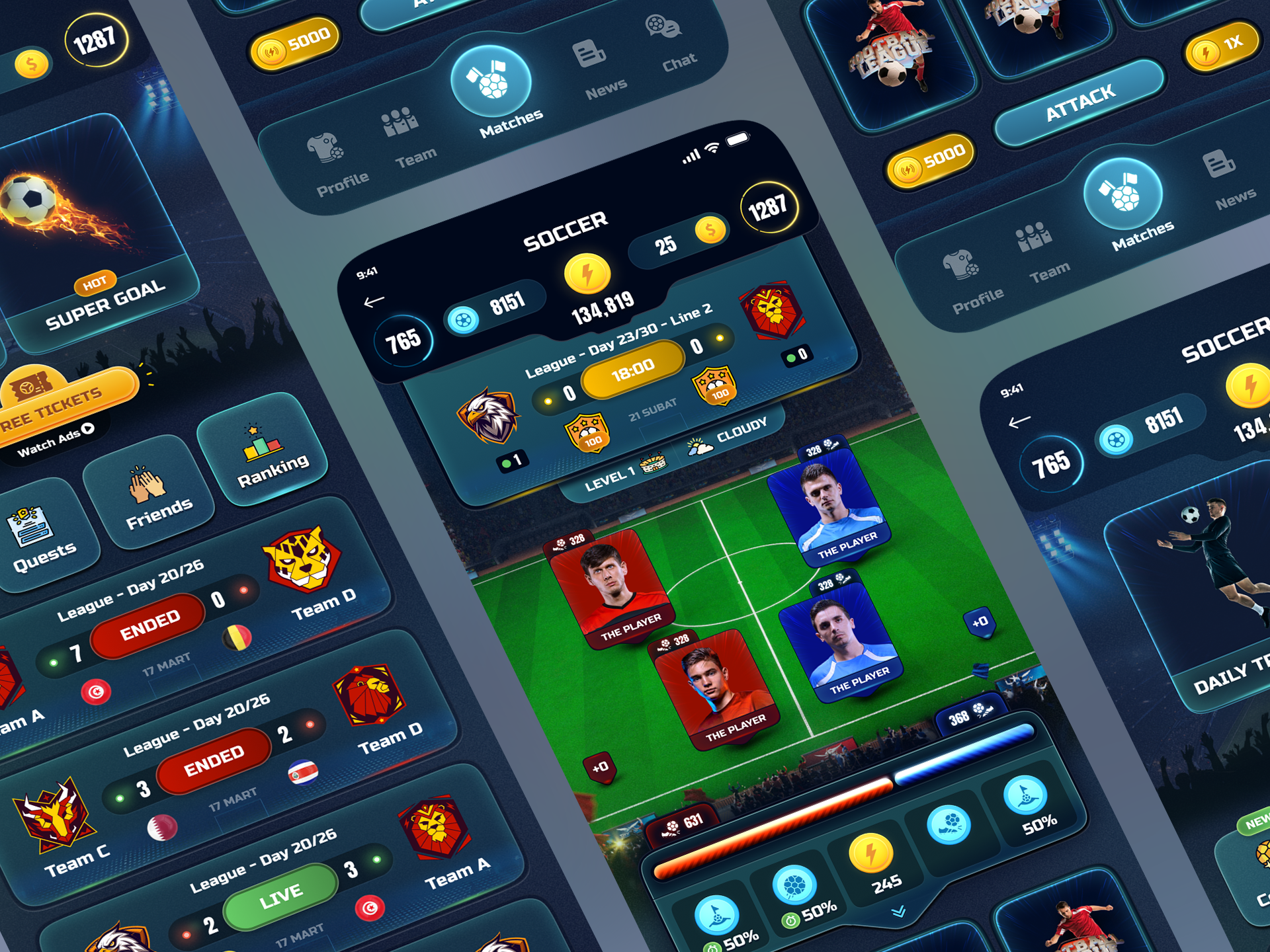 Example of Game Mobile App Design 5 Screens