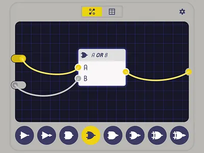 Logic Gates Learning Interface cable connections icons interface logic gates operators ui visual code visual design