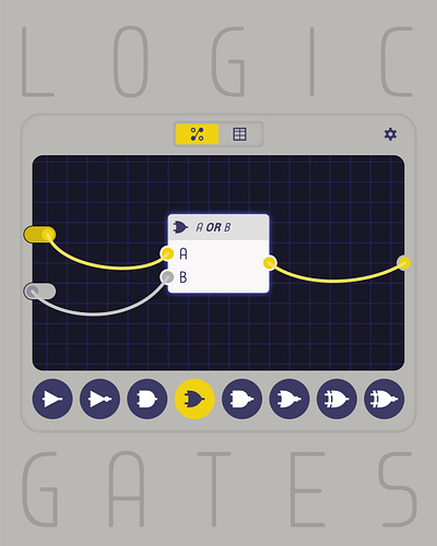 Logic Gates Learning Interface cable connections icons interface logic gates operators ui visual code visual design