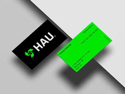 H A U agency analytics business card card data estate house infinite logo loop print properties real roof software symbol