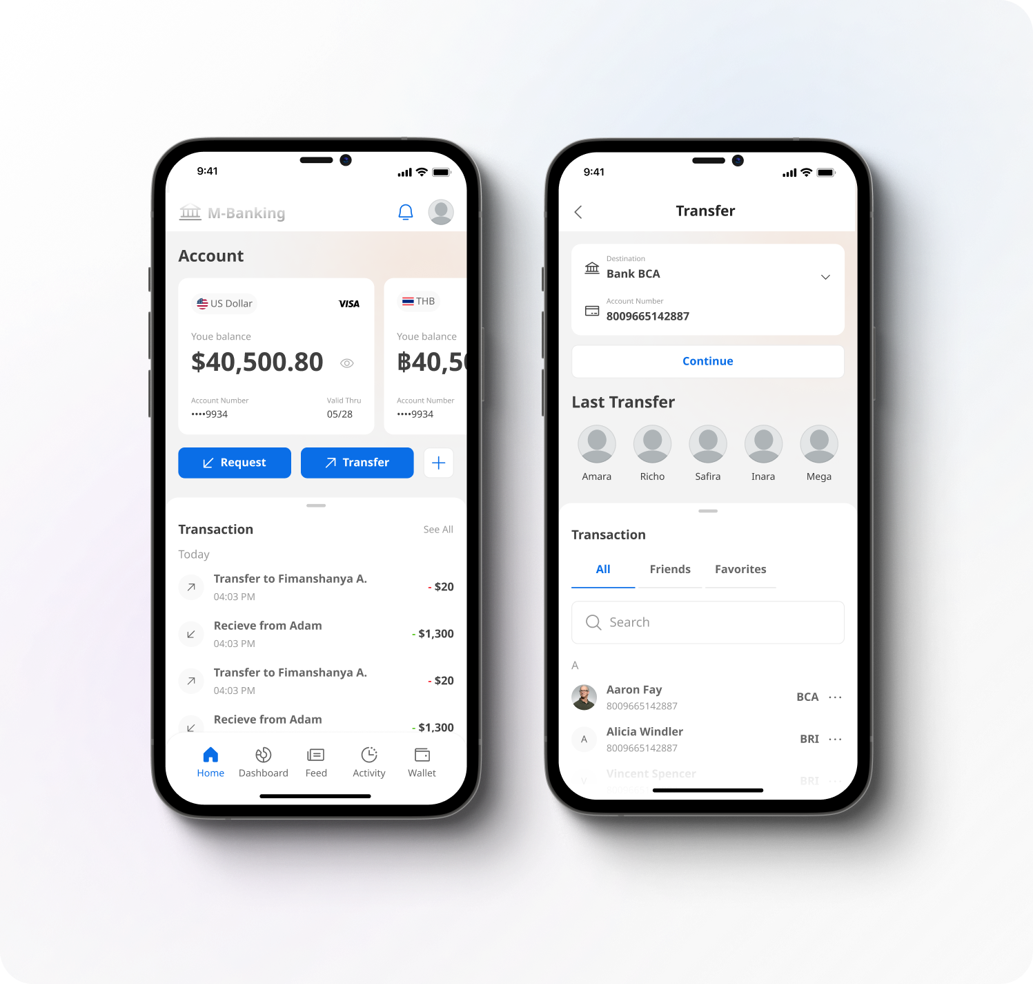 Banking Account Design ui