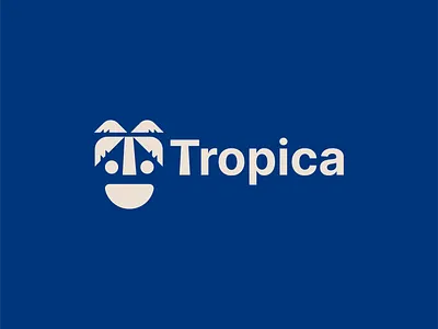 tropica ai logo brand identity branding face happy logo logo design palm tree smile travel travel logo traveling tree tropical