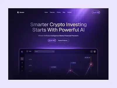 AI crypto portfolio SaaS landing page ai crypto portfolio ai portfolio clean landing page crypto wallet dark dark purple landing saas saas landing page ui web design