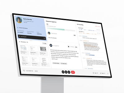 CoverFlow - AI powered interface for insurance agents ai call call center crm customer support dashboard insurance live call product design profile transcription ui ux voice recognition web app