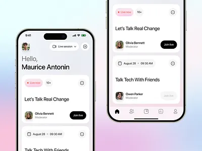 Raise Mobile App app circle clean community course fun graphic design learn minimalist ui ux