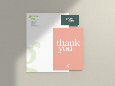 Green Terra Solutions business stationery fraunces green green design leaf design logo design logo designer serif font stationery stationery design terra