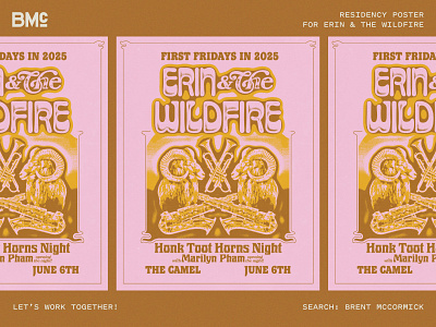 Erin & The Wildfire Residency Poster band design band flier band flyer band logo band merch band merchandise band poster concert flier concert poster gig flyer gig poster music branding music design music poster show flier show flyer show poster
