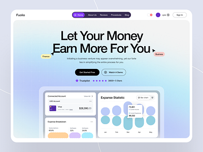 Fuolio- Finance website hero section clean design design finacial website finance finance hero finance website hero section invest investment investment website landing page minimal modern money ui uiux website website design
