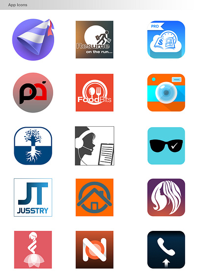 Various App Icons branding graphic design logo