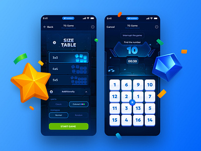 Casual Game - App candy casual game dark ui gambling game hud game icons ios game match 3 mini game mobile game mobile ui modern ui neon puzzle game puzzle ui sci fi ui telegram game telegram gift tetris