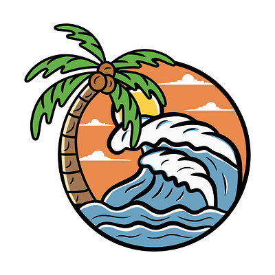 Vintage surf wave with vector illustration adventure custom design design drawing graphic design illustration surfing tshirt vector wave