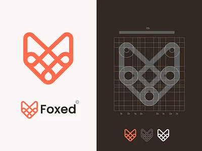 Fox, Modern, minimalist, logo design animal logo app icon logo brand identity branding clever creative logo flat fox gaming grid logo logo logo design logo designer logo mark minimal modern logo symbol unique logo wild wolf