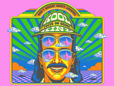Focus on being Kind cool design eighties illustration kindness lettering mullet psychedelic retro surrealism tacky typography vector vintage