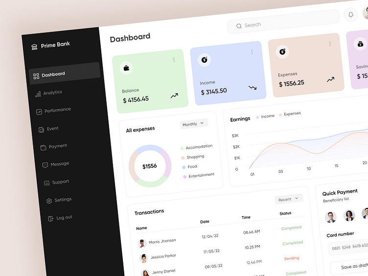 Finance Dashboard Design by Sajib Das Supriyo on Dribbble