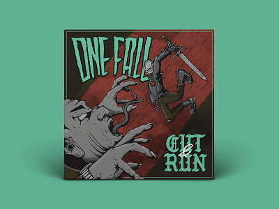 One Fall - Cut & Run EP Cover anarchy battle cd comic drawing hardcore illustration knight medieval music packaging punk record vinyl