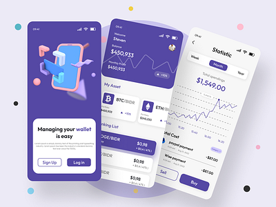 Cryptocurrency mobile screen app bitcoin crypto mobile statistic ui ux
