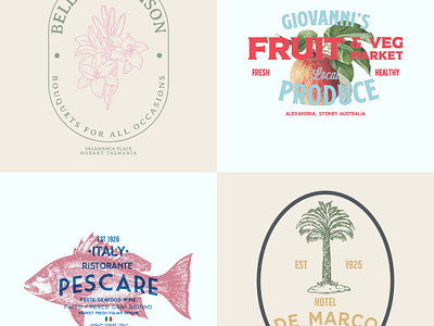 Vintage inspired logos app brand identity branding design graphic design illustration logo packaging ui ux vector