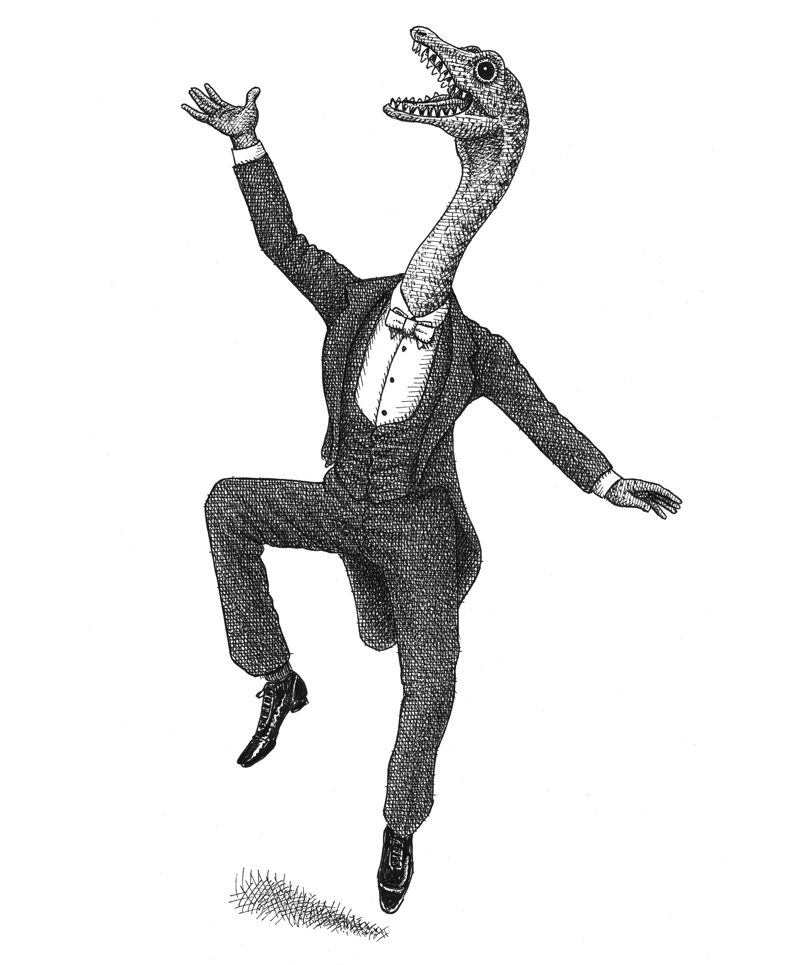 Huzzah animals art artist artwork dinosaur drawing fashion funny hand drawn illustration ink whimsical