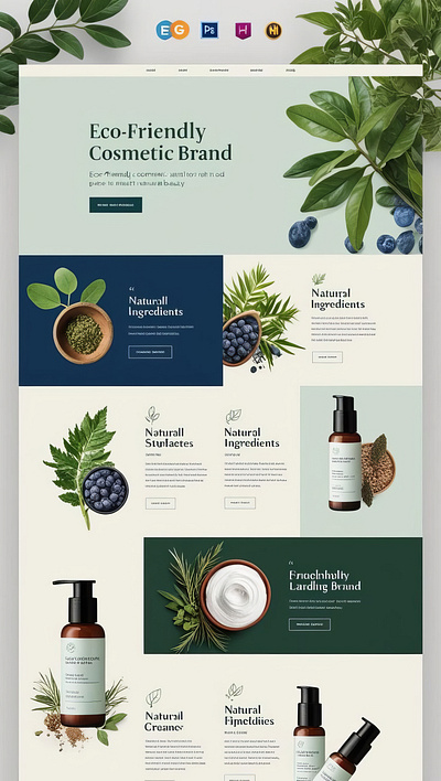Beautiful Eco-Friendly Website Template for Cosmetic Brand 3d animation app brading cofriendly design ecommerence graphic design landing logo mobileapp mobileappdesign motion graphics products ui uidesign ux uxdesign website websitedesign