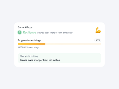 Resilience - Clean Minimal Design career cleandesign coach figmadesign gamification gamified grit learning level minimal path productdesign progress study target uiuxdesign