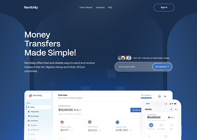 Remitally - Hero Section. design fintech ui ui design ux ux design