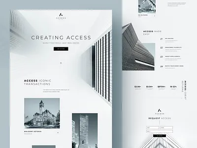 Real-estate development and investment company landing page ui agency architecture black and white business company creative design firm homepage investment landing page minimalist monochrome real estate ui web webpage website