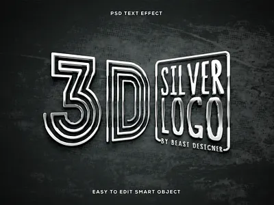Editable 3D Silver Logo Mockup Text Effect PHOTOSHOP elegant silver logo.