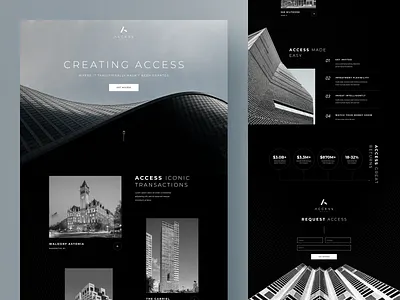 Real-Estate Investment Company Landing Page Dark UI Design agency architecture black business company creative dark dark ui design firm homepage investment landing page minimalist monochrome real estate ui web webpage website