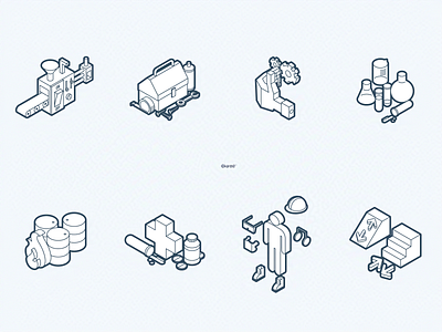 isometric icons chemistry fire first aid gear icons illustration isometric machine safety