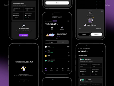 Roam Wallet - Liquidity Pool animation crypto de fi liquidity pool motion graphics product staking ui web3