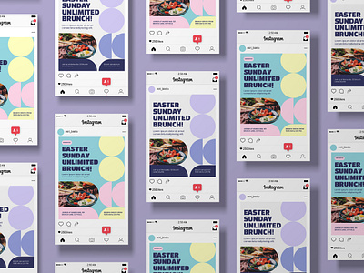 Easter Sunday Unlimited Brunch - Promotional Instagram Post branding brunch concept design easter graphic design instagram layout marketing collateral poster promotion social media template visual art