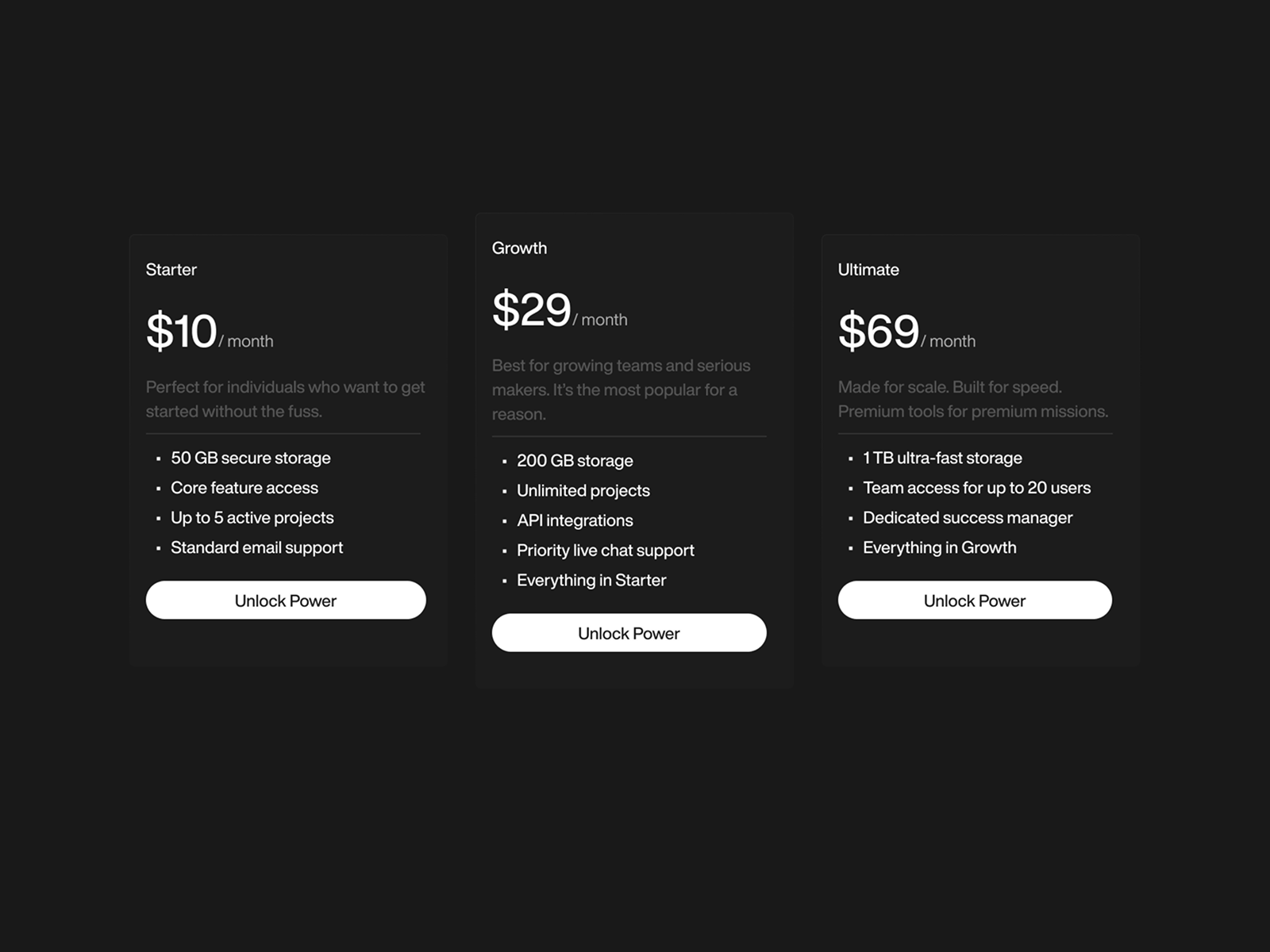 Pricing Card Design - Dark Mode card design card ui dark mode graphic design typography ui ux web design