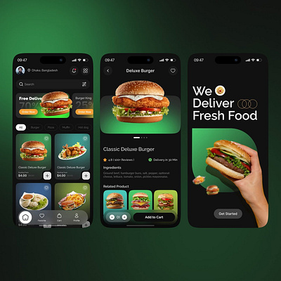 Deluxe Burger – A Premium Food Ordering App UI animation application design branding design graphic design illustration logo motion graphics ui uiux vector website design