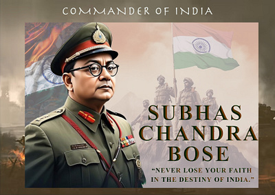 A Legend | Subhas Chandra Bose Poster Design banner branding commander design graphic design illustration illustrator image india marketing motion graphics photoshop poster ui vector war