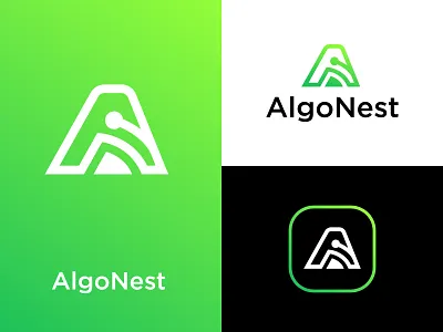 AlgoNest - Letter A + Technology Logo, Brand Identity ai app icon brand identity brandidentity branding innovation itcompany letter a logo logo design logodesign modern saas software startup techbranding techlogo technology